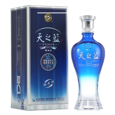 洋河 天之蓝 52度 绵柔浓香型白酒 蓝色经典 520ml*6瓶 整箱装（内含礼品袋）