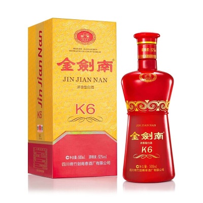 剑南春 金剑南K6 浓香型白酒 52度 500ml*6瓶 整箱装