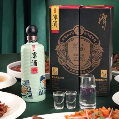 潭酒年份潭酒2020真年份酱香型白酒53度单一年份大曲坤沙收藏送礼 53度 500mL 9瓶 原箱装