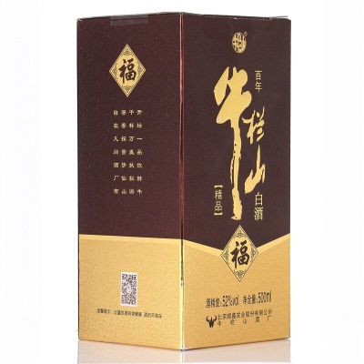 牛栏山 百年精品福 浓香型 白酒 52度 500ml*6瓶 整箱装